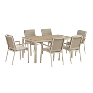 Bramblecrest Zurich 6 Seat Dining Set in Mocha with Rectangular Table, 3m Parasol & Base image 3