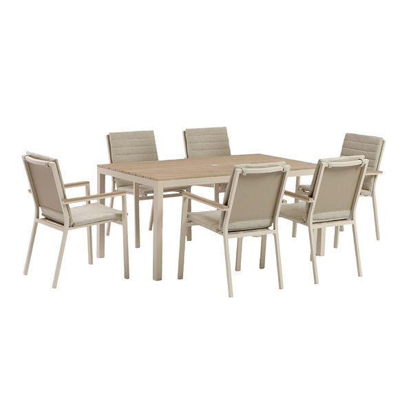 Bramblecrest Zurich 6 Seat Dining Set in Mocha with Rectangular Table, 3m Parasol & Base image 3