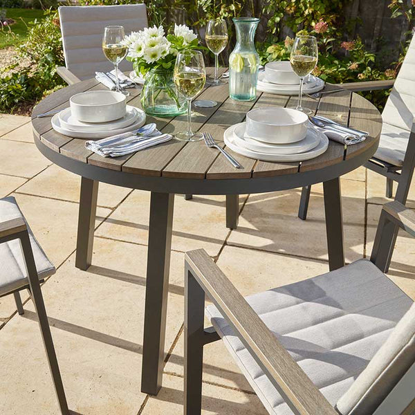 Bramblecrest Zurich 4 Seat Round Patio Dining Set with Parasol & Base image 2