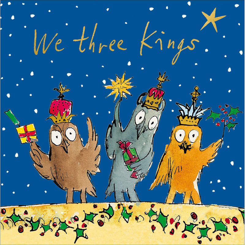 Woodmansterne 3 Owl Kings Christmas Card image 0
