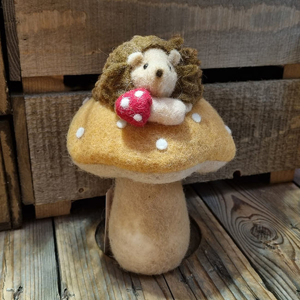 Wool Mushroom Hedgehog Decoration image 0