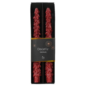 Decoris Christmas Red Tree Dinner Candles (Pack of 2) image 1