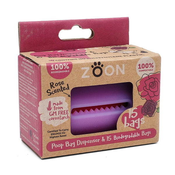Zoon Poop Bag Dispenser & 15 Rose Scented Biodegradable Bags image 0