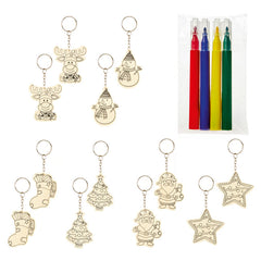 Premier Colour Your Own Wooden Keyrings (Assorted Designs) image 0