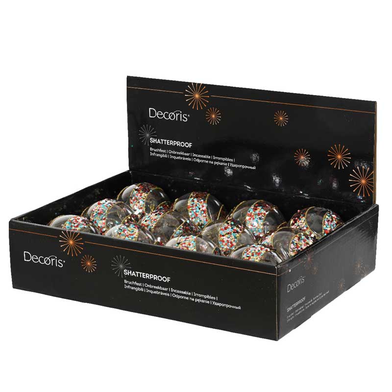 Decoris Shatterproof Bauble with Multi-Coloured Spangle Stripes image 0