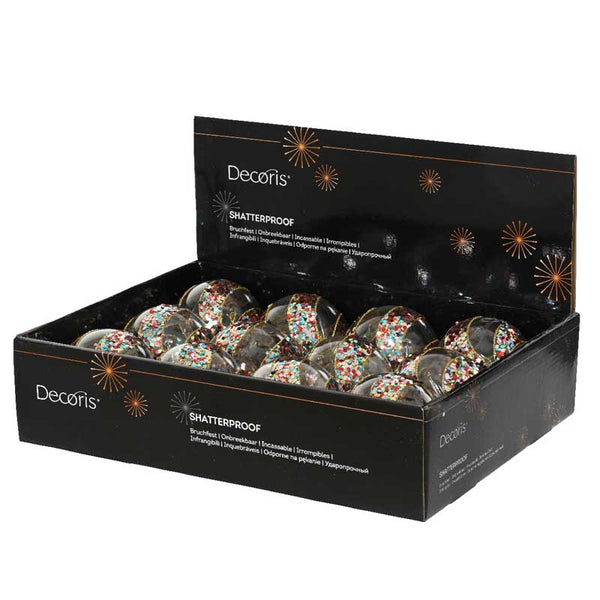 Decoris Shatterproof Bauble with Multi-Coloured Spangle Stripes image 1