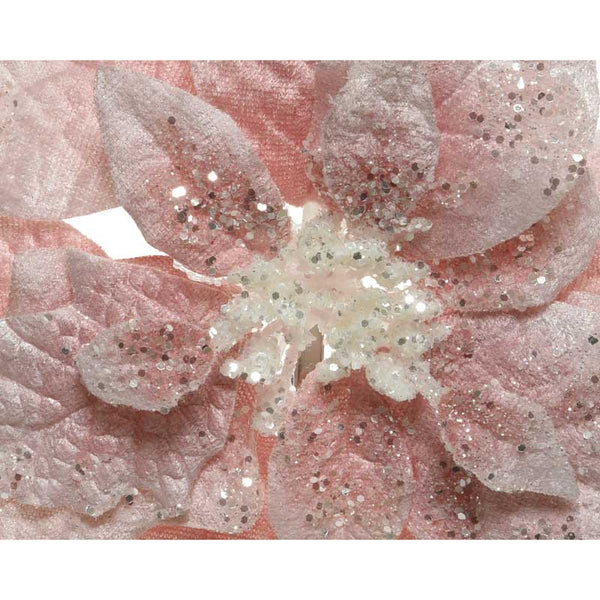 Everlands Blush Pink Velvet Poinsettia Clip image 2