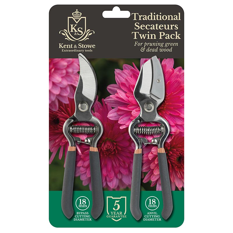 Kent & Stowe Traditional Secateurs Twin Pack image 0