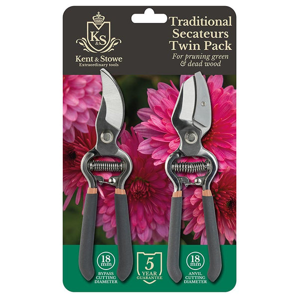 Kent & Stowe Traditional Secateurs Twin Pack image 0