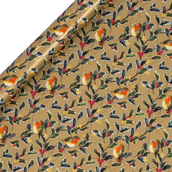 Glick Gold Holly Harmony Gift Wrap (4m) image 0