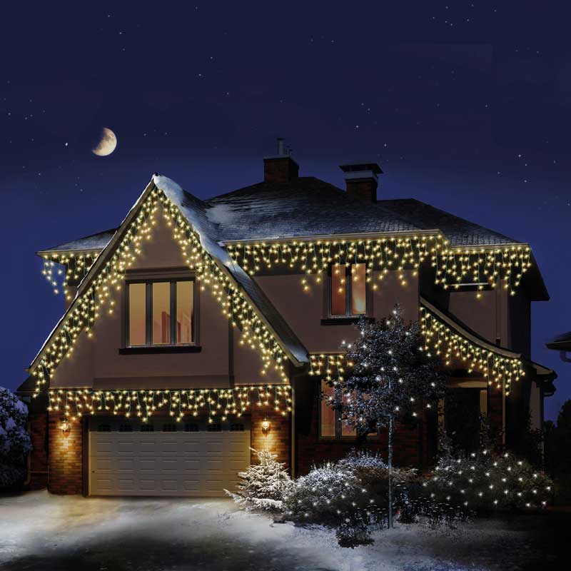 Premier 960 LED SNOWING ICICLEBRIGHTS with Timer - Warm White image 0