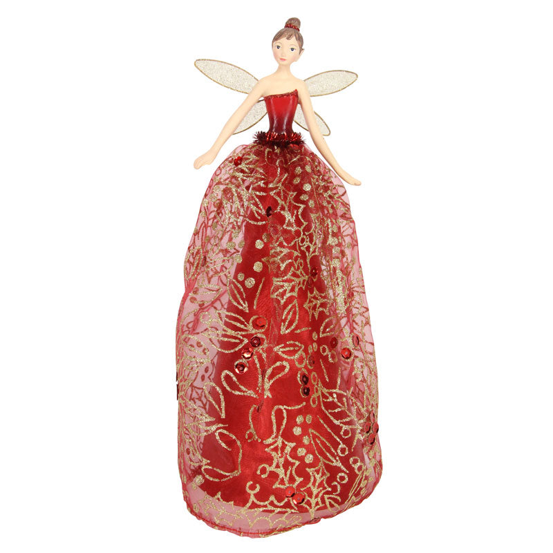 Gisela Graham Red & Gold Tree Top Fairy image 0