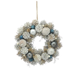 Festive White Pinecone Wreath image 1