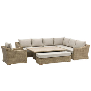 Bramblecrest Fairford L-Shaped Modular Sofa Set in Walnut Rattan with Piston Adjustable Table, Bench &amp; Sofa Chair image 10