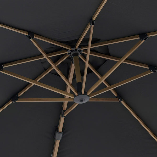 Bramblecrest Chichester 3m Round Cantilever Wood Effect Parasol in Grey with Granite Base &amp; Cover image 2