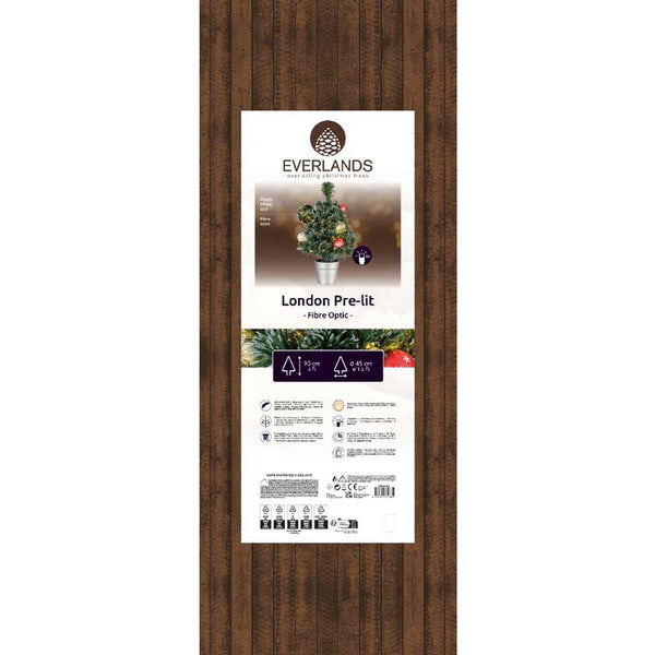 Everlands Fibre Optic London Pre-Lit Christmas Tree - 3ft image 2