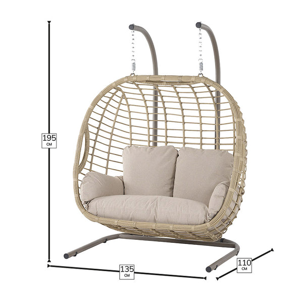 Bramblecrest Somerford Open Weave Double Hanging Cocoon in Sandstone Rattan image 4