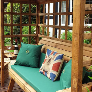 Charles Taylor Wentworth Three Seater Wooden Arbour with Green Canopy (Requires Assembly) image 1