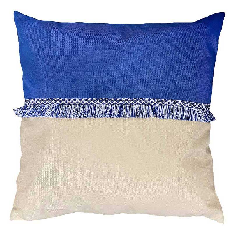 Decoris Sand &amp; Sea Blue Fringe Square Scatter Cushion, 45 x 45cm image 0