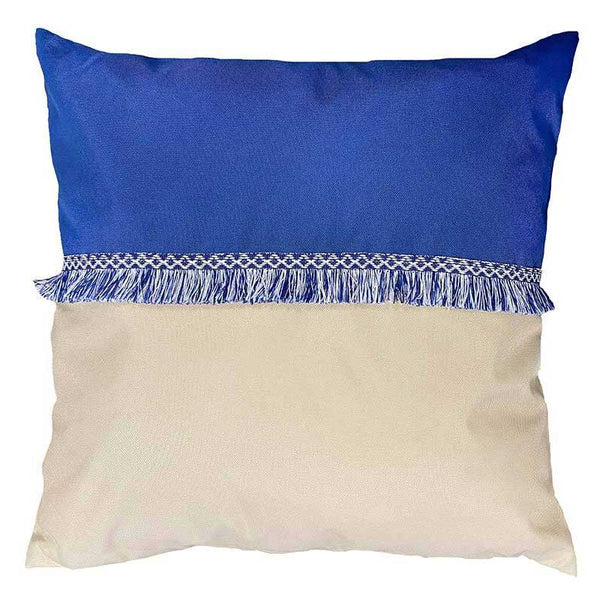 Decoris Sand &amp; Sea Blue Fringe Square Scatter Cushion, 45 x 45cm image 0