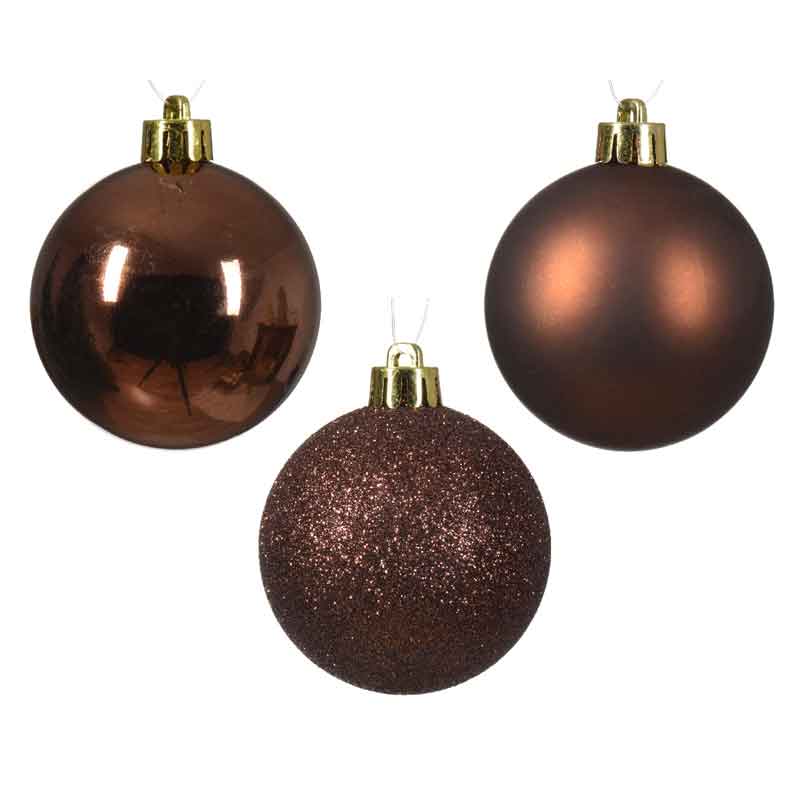 Decoris Shatterproof Baubles in Espresso (Pack of 30) image 0