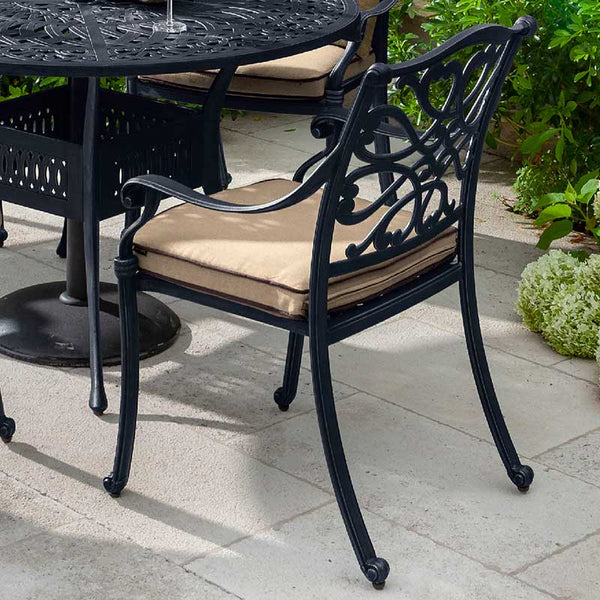 Hartman Capri 4 Seat Round Garden Dining Set in Bronze with 2.5m Parasol &amp; 15kg Base image 3
