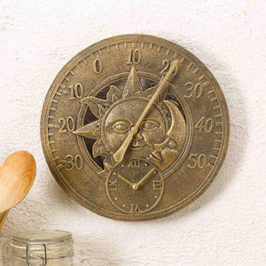 Sun and Moon Wall Thermometer and Clock image 2