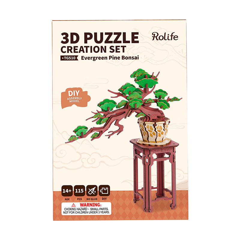 Robotime Evergreen Pine Bonsai DIY Wooden 3D Puzzle image 0