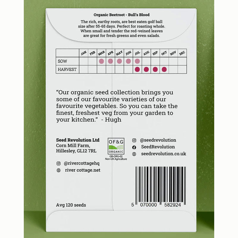 River Cottage Organic Seeds – Beetroot ‘Bull’s Blood’ (1 Packet) image 0