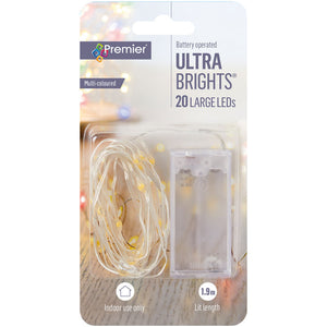 Premier 20 Battery Operated Large LED ULTRABRIGHTS with Timer - Multi-Coloured image 0