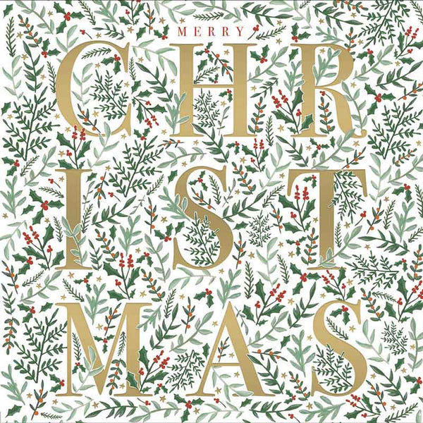 Woodmansterne Luxury Foiled Christmas Cards - Merry & Bright (Pack of 8) image 0