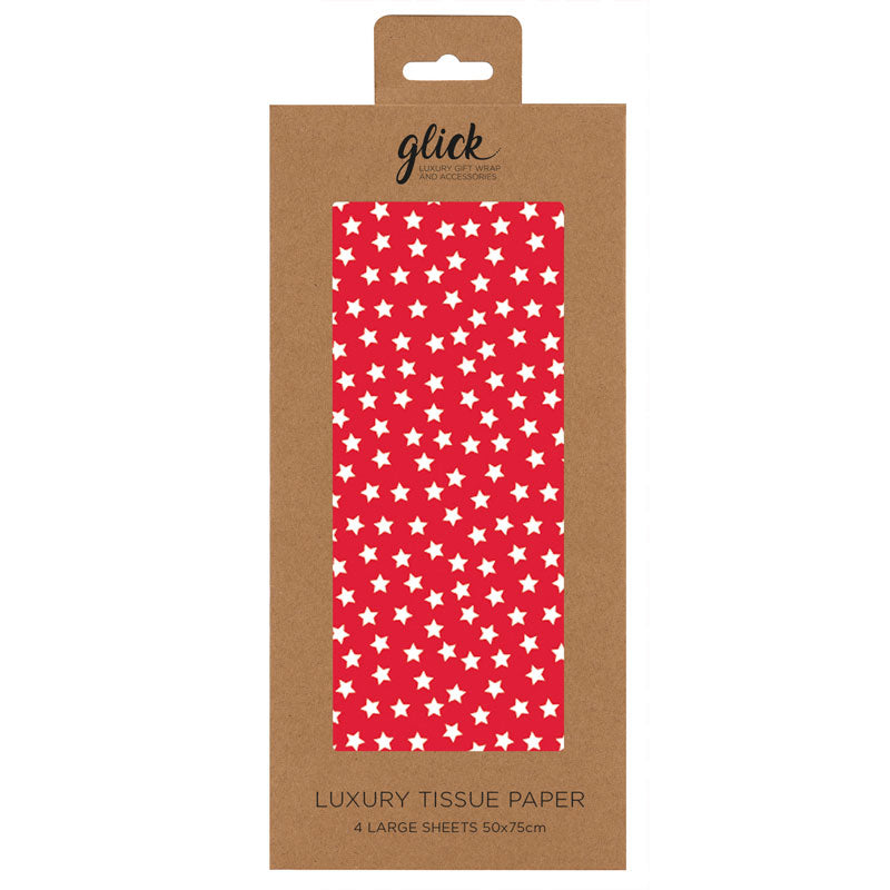 Glick Red Stars Luxury Tissue Paper (Pack of 4) image 0