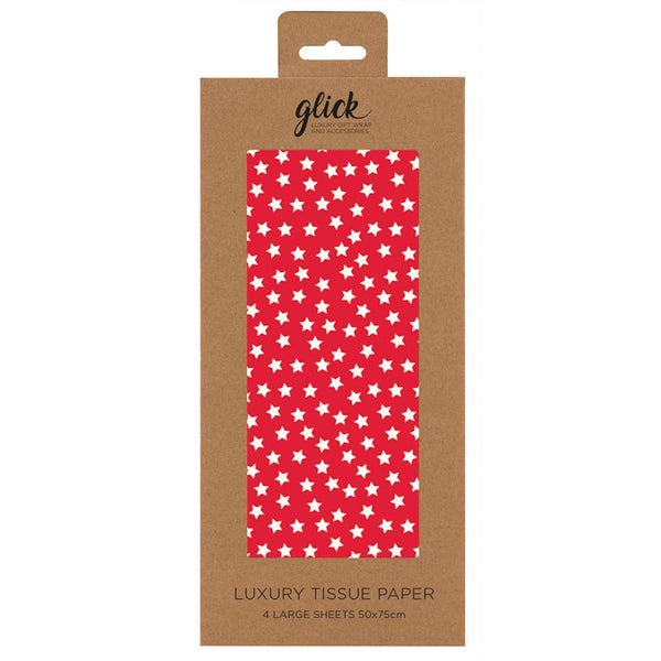 Glick Red Stars Luxury Tissue Paper (Pack of 4) image 0