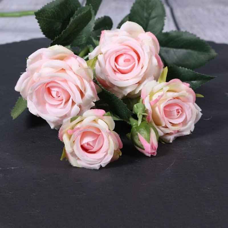 Cream Pink Camelot Garden Rose Spray (70cm) image 0
