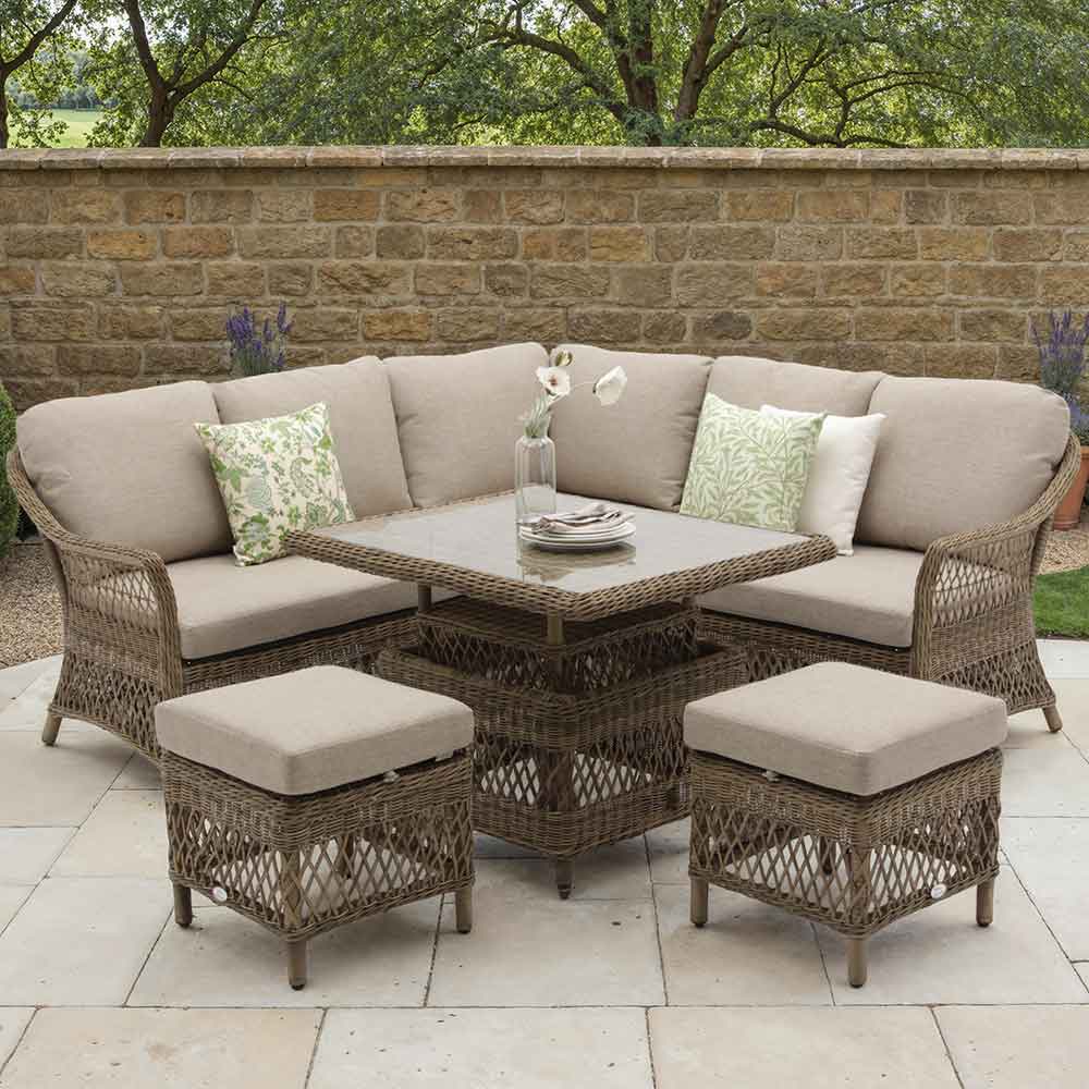 Bramblecrest RHS Rosemoor 6-Seater Mini Corner Sofa Set with Dual-Height Table image 0