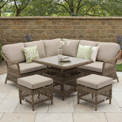 Bramblecrest RHS Rosemoor 6-Seater Mini Corner Sofa Set with Dual-Height Table image 0