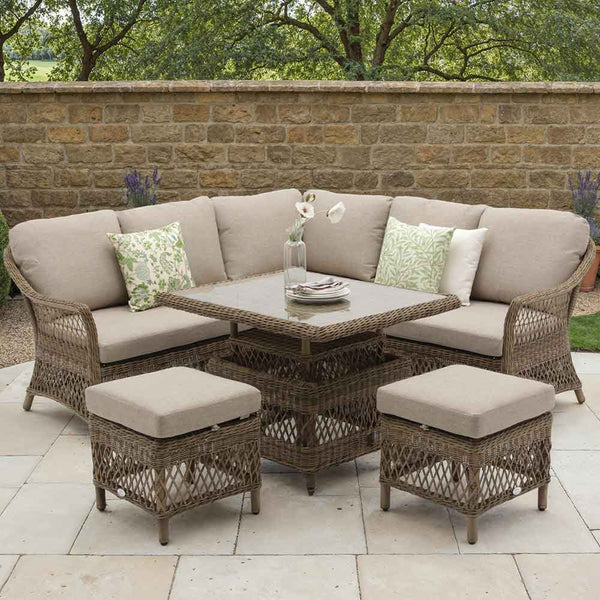 Bramblecrest RHS Rosemoor 6-Seater Mini Corner Sofa Set with Dual-Height Table image 0