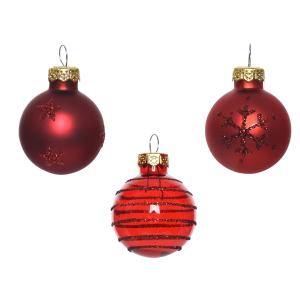 Decoris Shatterproof Baubles in Red (Pack of 9) image 1