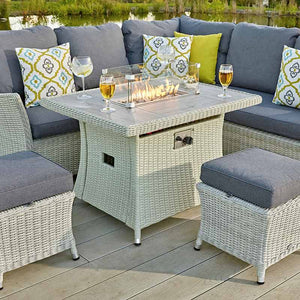 Bramblecrest Monterey Rattan Mini Corner Sofa Set in Dove Grey with Firepit Table image 2