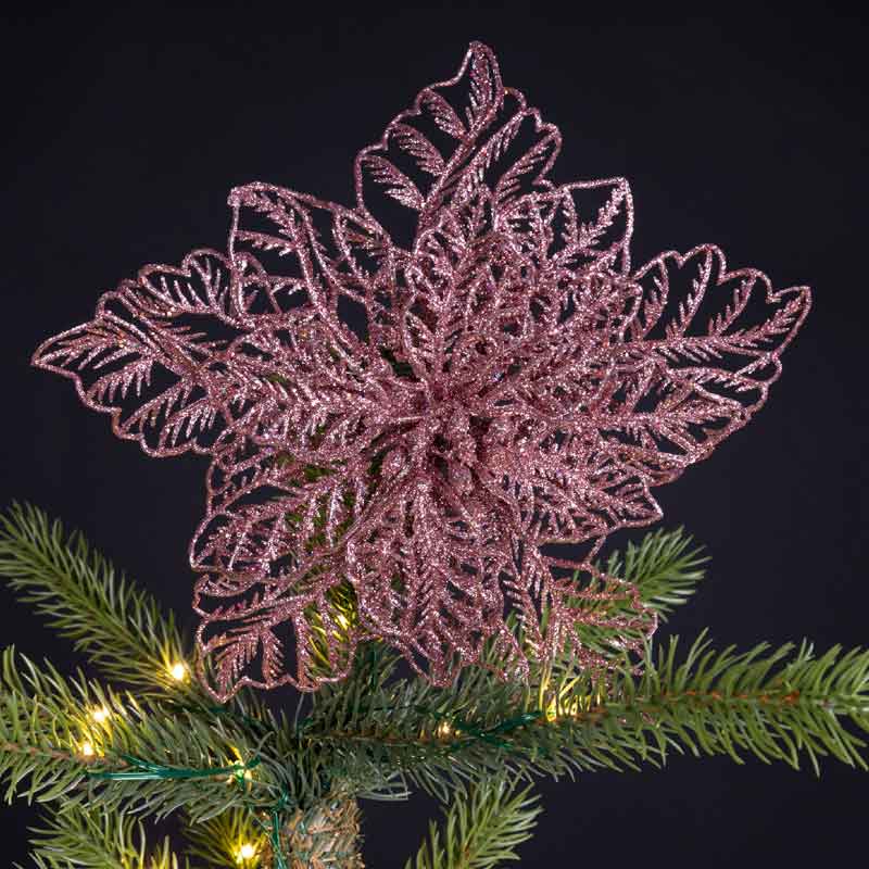 Everlands Pink Glitter Poinsettia Clip image 0