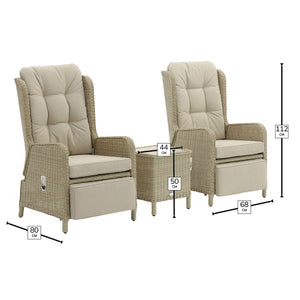 Bramblecrest Chedworth Deluxe 2 Seat Recliner Set in Sandstone Rattan with Integrated Footrests image 9