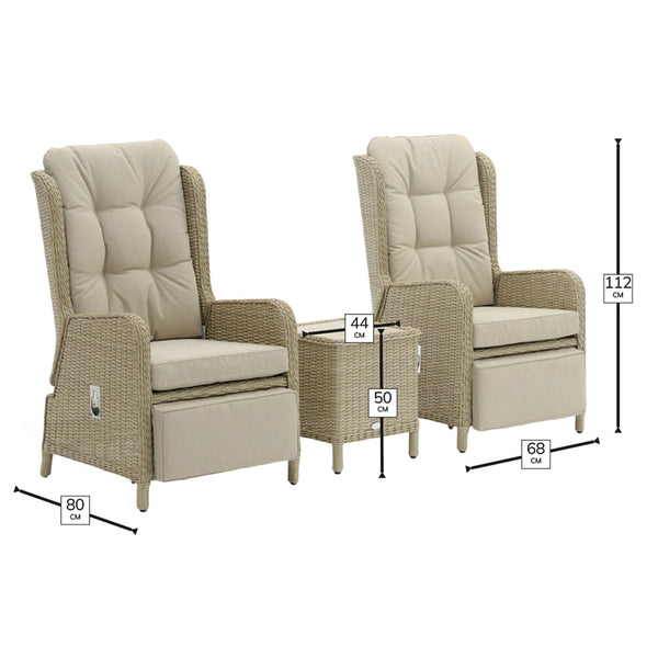 Bramblecrest Chedworth Deluxe 2 Seat Recliner Set in Sandstone Rattan with Integrated Footrests image 9