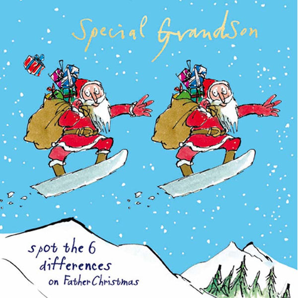 Woodmansterne Special Grandson Snowboarding Santa Christmas Card image 0