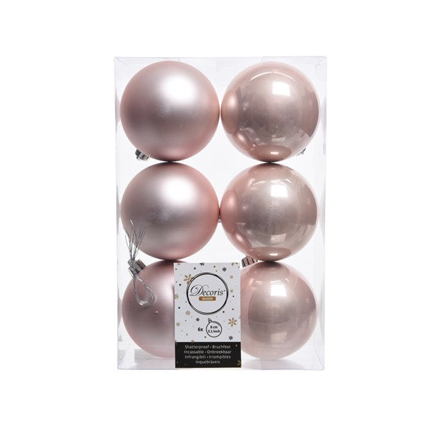 Decoris Shatterproof Baubles in Blush Pink (Pack of 6) image 0