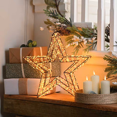 Festive Antique Gold Lit Black Star image 1