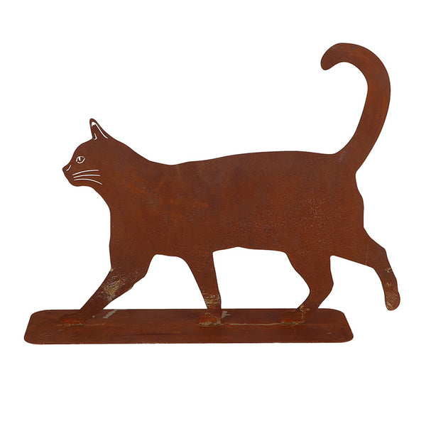 Fallen Fruits Rust Cat Walking Garden Ornament image 1