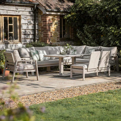 Bramblecrest Prague Modular L-Shape Sofa Set in Latte with Height-Adjustable Table (Seats 8) image 0