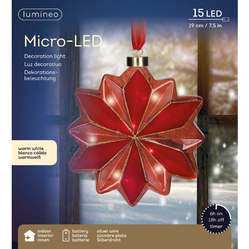 Lumineo Micro LED Hanging Red Flower image 0