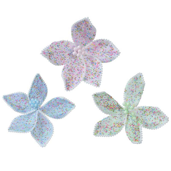 Everlands Pastel Sprinkles Poinsettia Clip (Assorted Designs) image 0