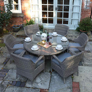 Supremo Verona 6 Seat Dining Set with 140cm Round Table, 3m Parasol & Base image 2